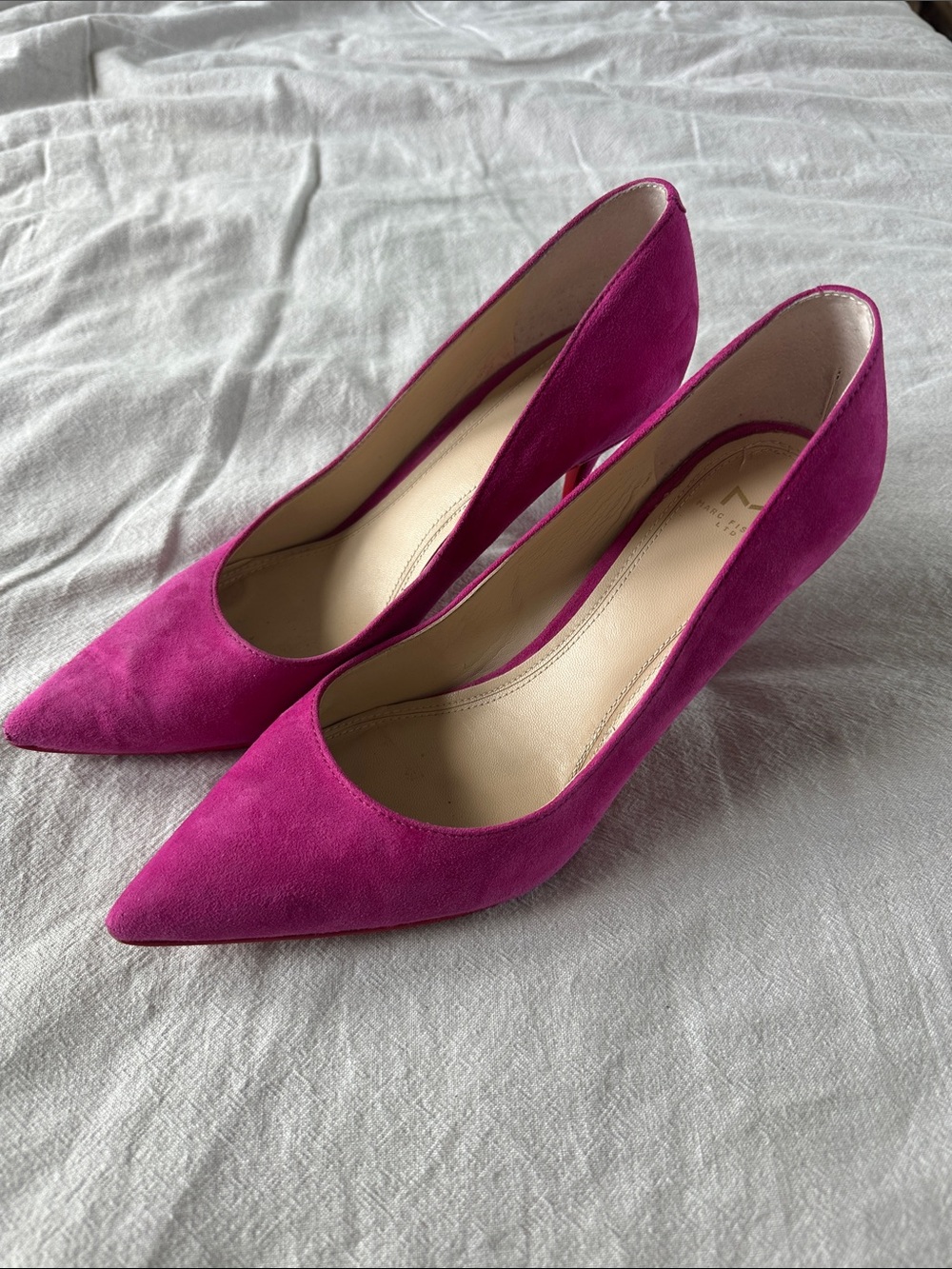 Marc Fisher Magenta Suede Pointed-Toe Pumps